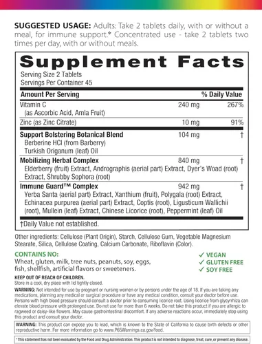 Miniatura 2 de Suplemento de apoyo inmunológico Rainbow Light Counter Attack para adultos 90 tabletas con Immune Guard, zinc y vitamina C