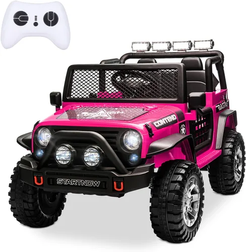 SEHOMY - Camioneta de paseo para niños de 2 plazas con control remoto, vehículo eléctrico accionado a batería de 12 V para niñas de 3 años - Camión