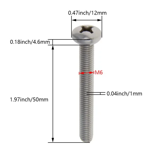 Miniatura 2 de MroMax Tornillos de máquina Phillips de cabeza plana M6 x 1.969 in, acero inoxidable 304 18-8, rosca completa, tornillos de cabeza cruzada gris