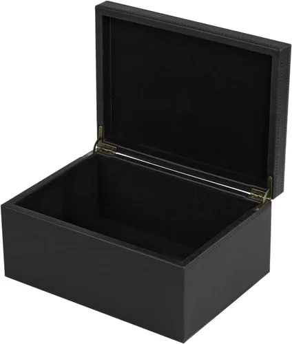 Miniatura 14 de HofferRuffer Caja decorativa de piel sintética, caja de recuerdos de estructura de madera grande, organizador de accesorios, organizador de joyas