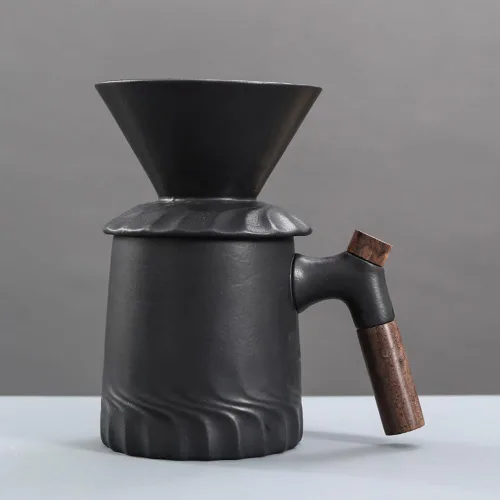 Miniatura 9 de Juego de cafetera negra hecha a mano, jarra de café de cerámica a prueba de calor ACM01B