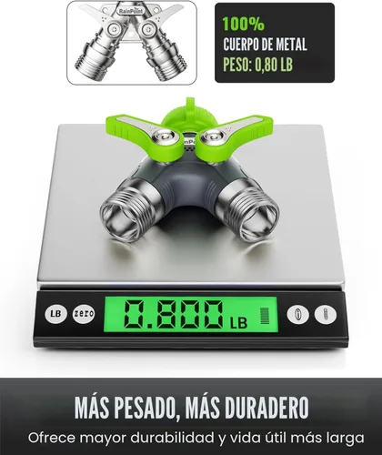 Miniatura 2 de RAINPOINT Divisor de manguera de jardín, divisor de espiga en Y de manguera de agua resistente de 2 vías con válvulas de cierre, divisor de grifo