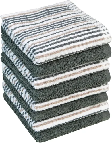 Miniatura 24 de Toallas de cocina de 16 x 26 pulgadas, paquete de 6 paños de cocina grandes de algodón, diseño de rayas de palomitas de maíz, altamente absorbentes