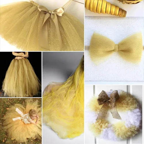 Miniatura 8 de Rollos de tela de tul dorado antiguo de 54 pulgadas por 10 yardas, rollo de tela de tul para bodas, decoraciones de Navidad, envoltura de regalos