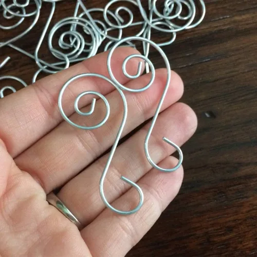Miniatura 2 de Ganchos de remolino – Perchas decorativas plateadas para adornos, ganchos colgantes de alambre de metal, 40