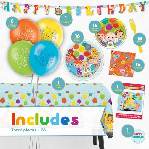 Miniatura 2 de CoComelon - Suministros para fiestas de cumpleaños de CoComelon Fondo de CoComelon Decoración de fiesta CoComelon para niñas y niños 1er 2do