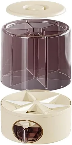 Miniatura 5 de Dispensador de alimentos giratorio de 6 rejillas prémium con tapa sellada, contenedor de almacenamiento de granos de rotación de 360° para arroz