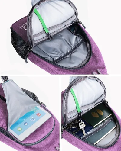 Miniatura 48 de WATERFLY Bolsa pequeña de senderismo: mochila cruzada para el pecho, mochila para hombres y mujeres con correa de hombro agradable a la piel