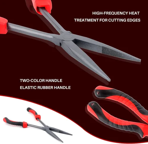 Miniatura 2 de Hikary Alicates de pesca de nariz larga, cortador de trenzas de acero inoxidable, pinza de pesca multiherramienta para agua dulce y salada Rojo-11