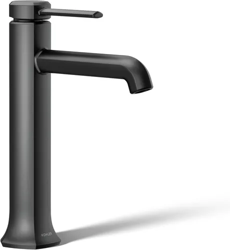 Kohler 27003-4-BL Occasion - Grifo alto para lavabo de baño con una sola manija, 1.2 gpm, color negro mate Mate negro