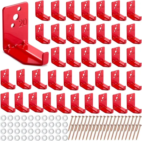 Miniatura 8 de Queekay Paquete de 20 soportes universales para extintor de incendios de 5 a 40 libras, soporte de gancho de pared (estilo clásico)