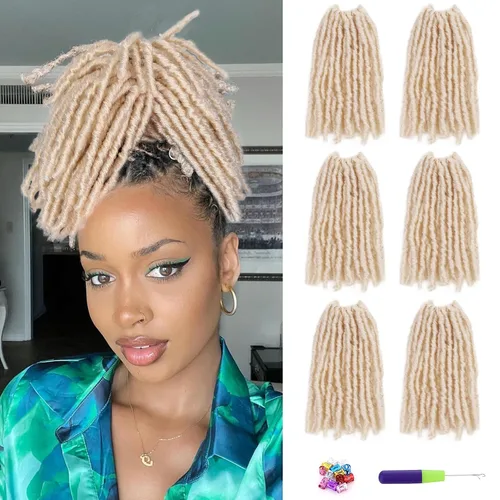 Miniatura 11 de WIGNEE Cabello de Ganchillo 120 Hebras Locs Sintéticos 8 Pulgadas Locs Suaves Pre-Trenzados 6 Paquetes Cabello de Ganchillo Pre-Anudado para Mujeres