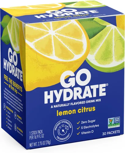 Miniatura 18 de GoHydrate Paquetes de polvo de hidratación instantánea, mezcla de bebidas con electrolitos bajos en sodio, apoyo de hidratación natural, bebida