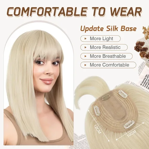 Miniatura 91 de Rich Choices Pelucas con topper de cabello para mujeres, cabello humano real 100% Remy, sin flequillo, para mujeres con adelgazamiento en la parte
