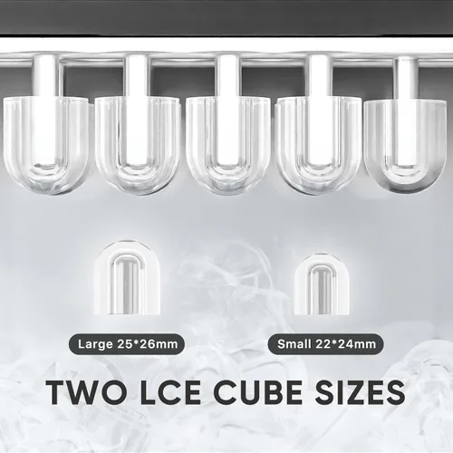 Miniatura 3 de DUMOS Máquina de hielo para encimera con asa, máquina de hielo portátil de 26 libras/24 horas, 9 cubos de hielo de bala listos en 6 minutos