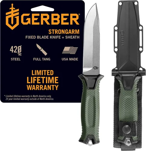 Miniatura 13 de Gerber Gear StrongArm - Cuchilla fija, cuchillo de espiga completa, cuchillo de campamento con múltiples opciones de transporte, fabricado