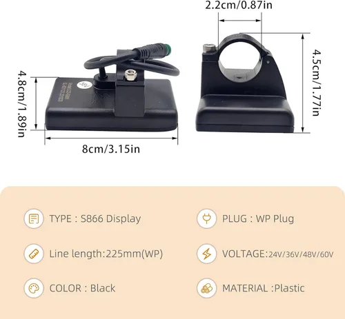Miniatura 11 de Medidor de pantalla LCD de bicicleta eléctrica S866, 24V 36V 48V Ebike Pantalla LCD Panel de control inalámbrico Velocímetro de bicicleta odómetro