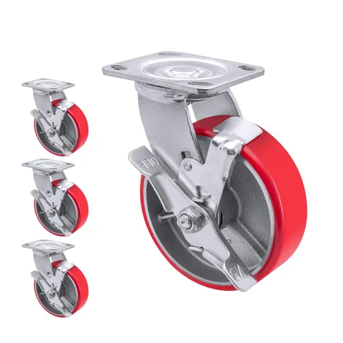 Miniatura 12 de Ruedas resistentes de 6 x 2 pulgadas, ruedas industriales de poliuretano con fuerte capacidad de carga de 1200 libras, ruedas rígidas, ampliamente