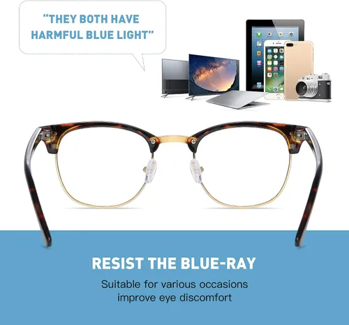 Miniatura 6 de Gafas de bloqueo de luz azul para mujer/hombre, lentes de luz azul para computadora para mujer/hombre A07-marco de tortuga