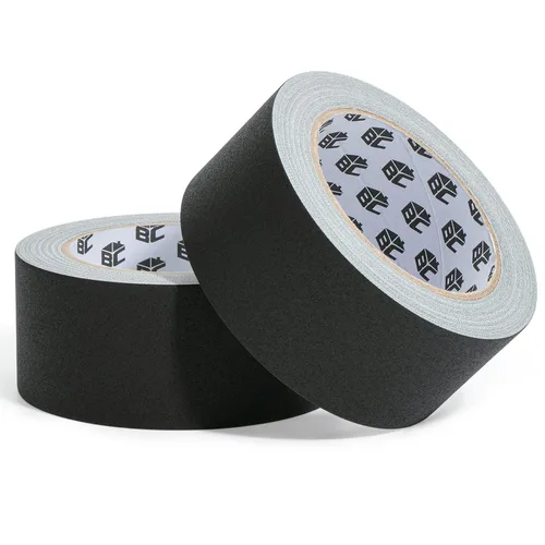 Bates Cinta de Gaffing de 2 pulgadas x 23 yardas, paquete de 2 unidades - Negro, Cinta Multiusos para Suelo y Cable