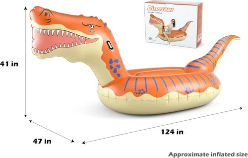 Miniatura 5 de Jasonwell Flotador inflable de dinosaurio para niños, niñas y adultos, 124 pulgadas, flotador gigante T-Rex para verano, playa, piscina, paseos