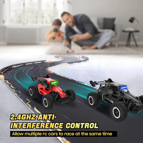 Miniatura 8 de Auto de control remoto para niños de 3, 4, 5, 6, 7+, coches RC de 20 KM/H de alta velocidad con luces LED, 2.4 GHz 2WD Monster Truck juguetes, auto