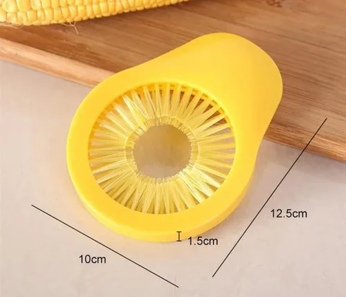 Miniatura 2 de Removedor de seda de maíz Limpiador de cepillo de limpieza de maíz Desilker de maíz de doble fila (amarillo)