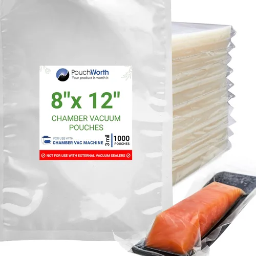 1,000 bolsas precortadas de 8 x 12 pulgadas, sellador de cámara al vacío de 3 mil sin BPA, ideal para conservación de alimentos, bolsas selladoras