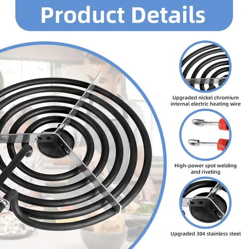 Miniatura 4 de 316442301 Quemador Eléctrico para Estufa de 8'' Elemento de Superficie de Bobina (5 Vueltas) por APPLIANCEMATES Repuesto para Elemento de Superficie