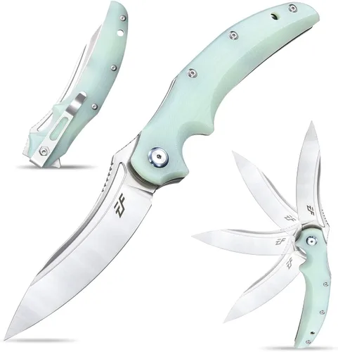 Eafengrow EF951 Cuchillo plegable, hoja D2 y mango G10 con bloqueo de forro de rodamiento de bolas, cuchillo de bolsillo EDC para supervivencia de