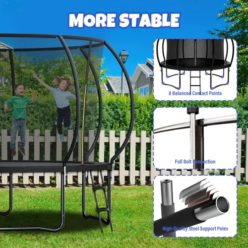 Miniatura 3 de Kiivakii - Trampolines de 8 pies, 10 pies, 12 pies, 14 pies, 16 pies, para exteriores, para niños y adultos, trampolines recreativos con red