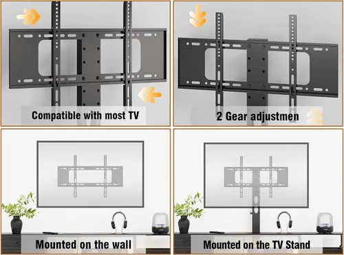 Miniatura 5 de Large TV Stand with Power Outlet and LED Lights, Entertainment Center with 8 Drawers and TV Mount, Rustic Wood Media Console Table with Storage for
