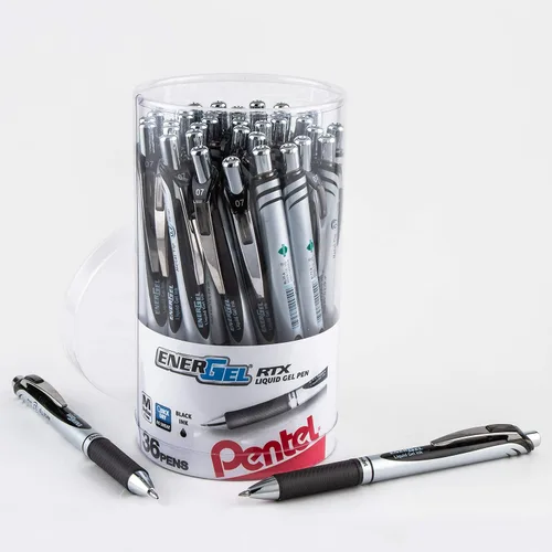 Miniatura 8 de Pentel EnerGel RTX RT (BL77PC12M1) Pluma de gel líquido, con punta metálica media, de 0.7 milímetros, con tinta surtida. Caja de 12