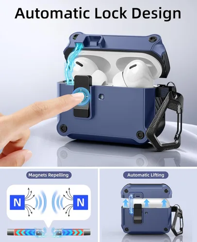 Miniatura 3 de TiMOVO Funda para Airpods Pro 3 (2025) con clip de bloqueo seguro, cubierta dura protectora automática de caída completa para Apple AirPod Pro de 3ª