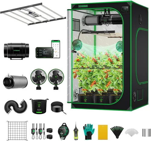Miniatura 13 de VIVOSUN GIY Sistema de tienda de cultivo inteligente 2.7x2.7, Kit de tienda de cultivo con WiFi integrado, con ventilación y circulación