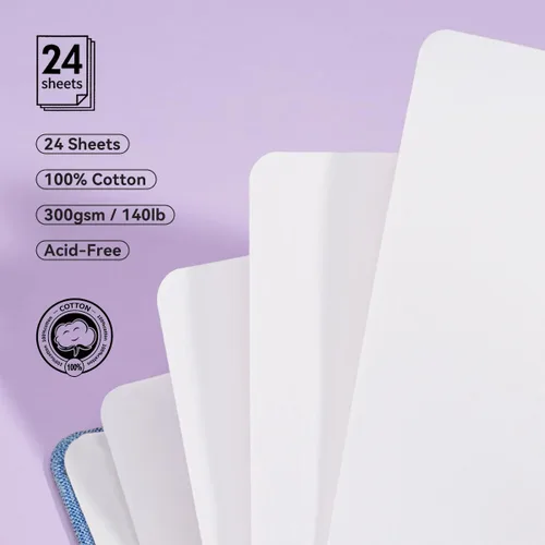 Miniatura 2 de Cuaderno de acuarela cuadrado Lightwish, 100% algodón, 300 g/m²/140 lb, sin ácidos, libro de bocetos de papel de acuarela prensado en caliente de 24