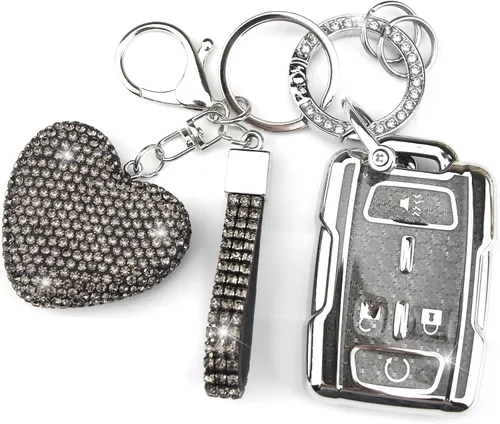 Funda para llavero de automóvil con llavero de diamante compatible con Chevy Chevrolet 2014-2021 GMC Sierra Canyon Yukon Suburban Tahoe Silverado