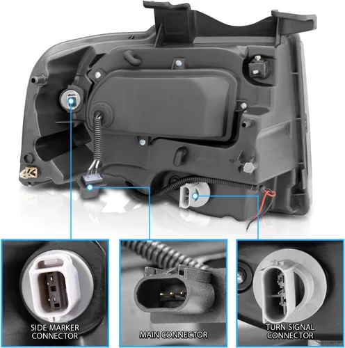 Miniatura 5 de AmeriLite - Faros delanteros de proyector de halo LED Xtreme negros para Ford Expedition 2007-2014, lado del pasajero y del conductor