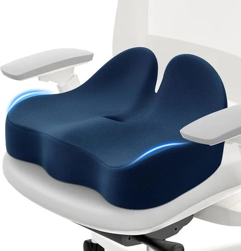 Miniatura 12 de Cushzone Cojín de asiento, cojines de espuma viscoelástica para silla de oficina, diseño curvado ergonómico para ciática, coxis, soporte de asiento