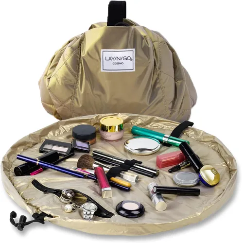 Miniatura 39 de Lay-n-Go Cosmo Layflat - Organizador de cosméticos y maquillaje con cordón y bolsillo con cremallera, bucles para cepillos y más, se ajusta
