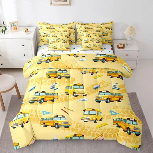 Miniatura 16 de Feelyou Juego de edredón de tren vintage de 7 piezas, diseño retro de motor de vapor para niños y niñas, juego de ropa de cama retro de tren