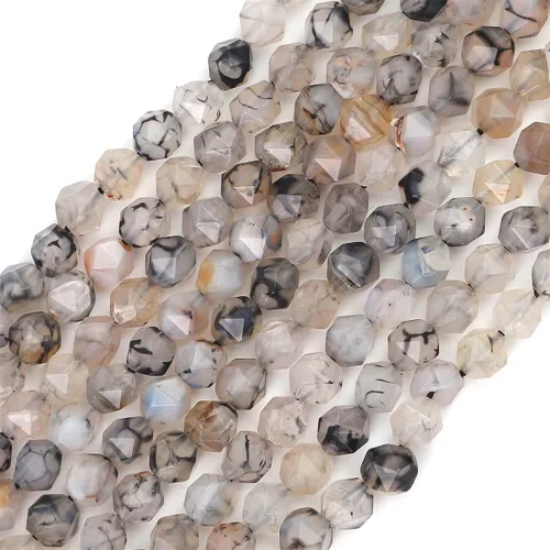 Miniatura 25 de BEADIA Cuentas redondas de facetas de piedra natural de amazonita de 6 mm para hacer joyas, tira de 36 cm