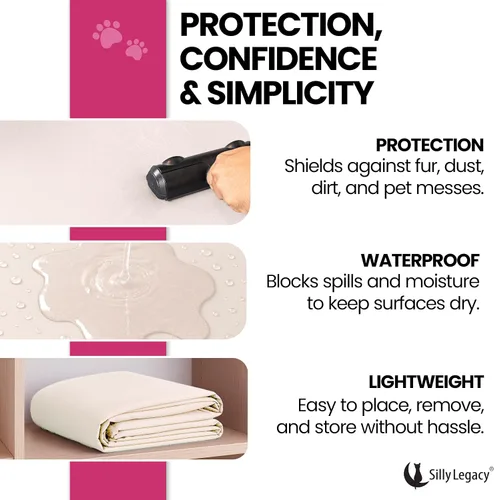 Miniatura 4 de Funda protectora impermeable o forro delgada reversible para cama o sofá (tamaño individual de 90 x 55 pulgadas), para perros y gatos, bebés