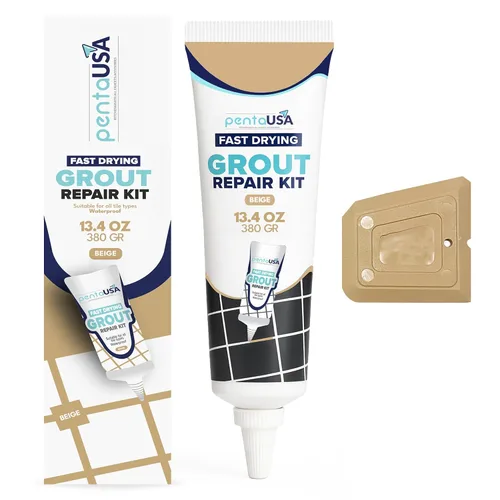 Miniatura 8 de PentaUSA Lechada para Azulejos - Reparaciones de Relleno de Lechada Grande, Kit de Reparación de Lechada de Secado Rápido, Fórmula Inodora - Incluye
