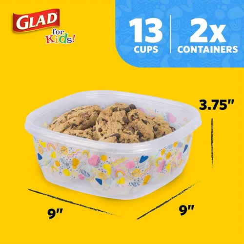 Miniatura 8 de Glad para Niños GladWare - Paquete variado, recipientes de almacenamiento de alimentos para el regreso a la escuela con tapas, tamaños mixtos