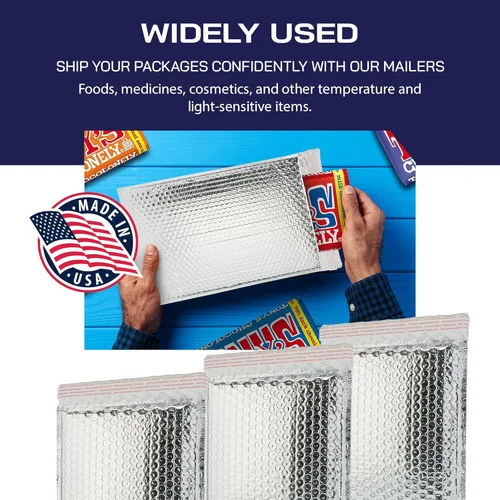 Miniatura 4 de Paquete de 100 sobres térmicos aislados de burbujas plateadas de 6.5 x 11 pulgadas, sobres acolchados autosellantes de papel metálico impermeables