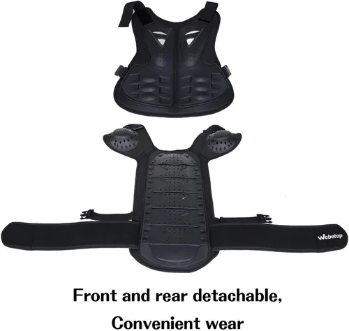Miniatura 5 de Webetop chaleco armadura protector de columna vertebral y tórax para moto todo terreno para niños, equipo de protección para moto todo terreno
