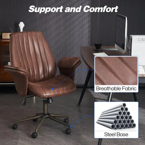 Miniatura 7 de Silla de escritorio para oficina en casa, ruedas suaves, ergonómica, con soporte lumbar, altura ajustable, giratoria, reposabrazos ejecutivo