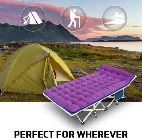 Miniatura 2 de COLMERD Paquete de 2 catres de camping con colchón, catres de camping cómodos para adultos para 2 personas, catre plegable resistente para dormir 2