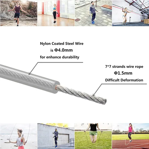 Miniatura 2 de Cable de repuesto para cuerda de salto de velocidad, 6 piezas de alambre de acero inoxidable de 10 pies con revestimiento de polímero para cuerdas